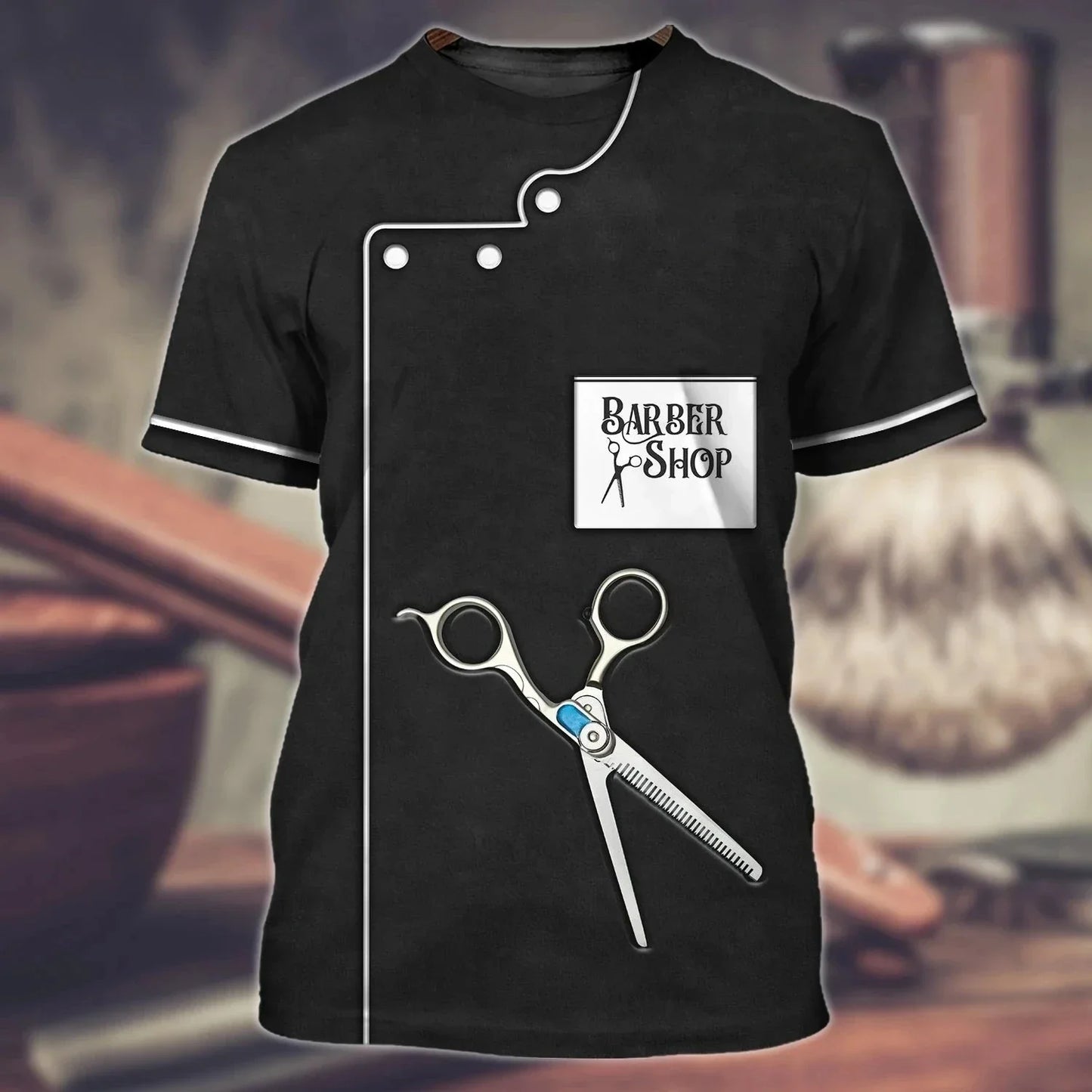 Camiseta de moda para barberos con estampado 3D  estilo único y moderno, perfecto para barberos.