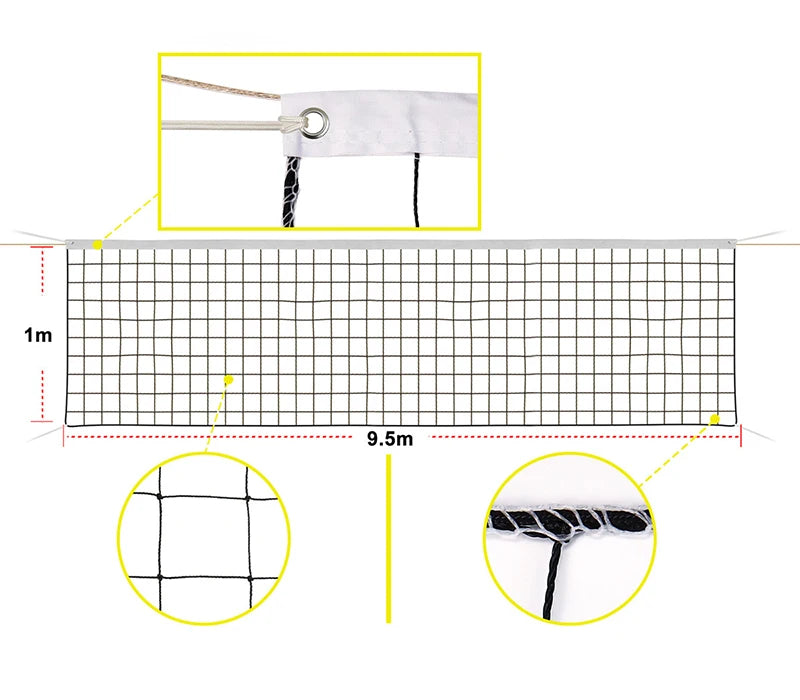 950cm Red de Voleibol Profesional Partido de Playa Competición Deporte Entrenamiento Estándar Fácil Instalación Red de Malla para Tenis al Aire Libre Ejercicio