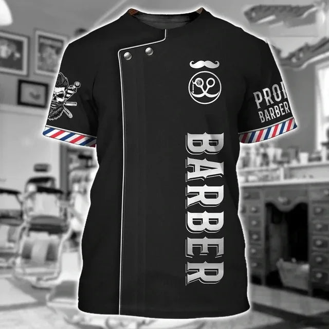 Camiseta de moda para barberos con estampado 3D  estilo único y moderno, perfecto para barberos.