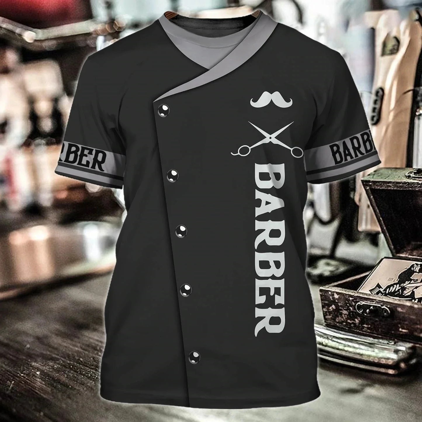 Camiseta de moda para barberos con estampado 3D  estilo único y moderno, perfecto para barberos.